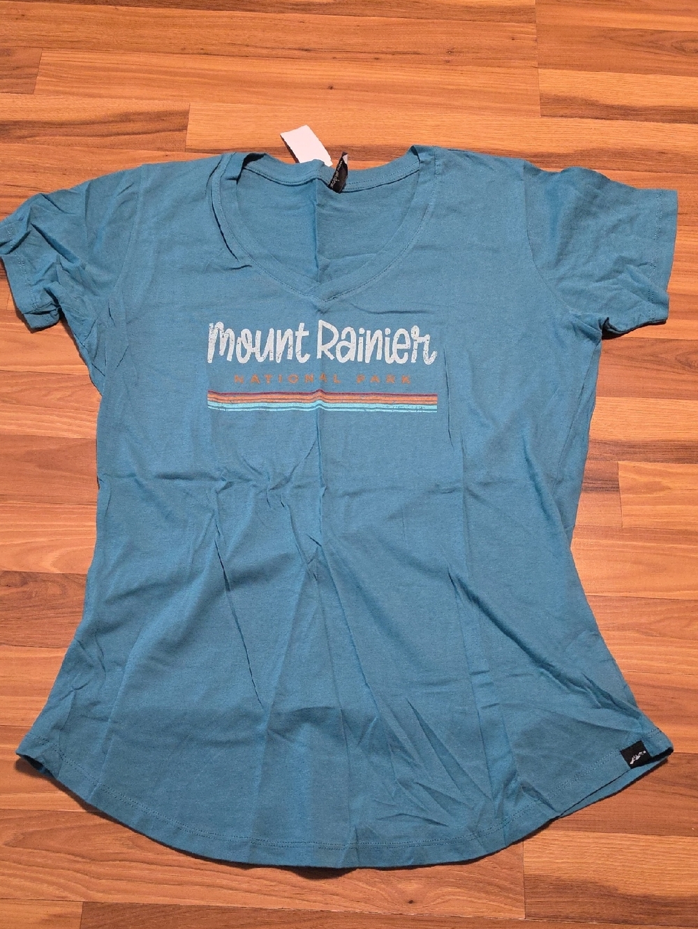 Mount Rainier National Park Blue Graphic V-Neck Tee
